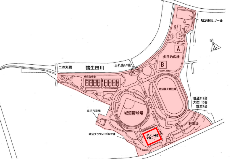 ダノンスポーツパーク（城沼総合運動場）の全体図