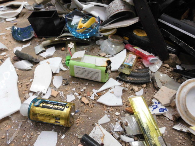 いたくらリサイクルセンターでのリチウムイオン電池発火事例の画像