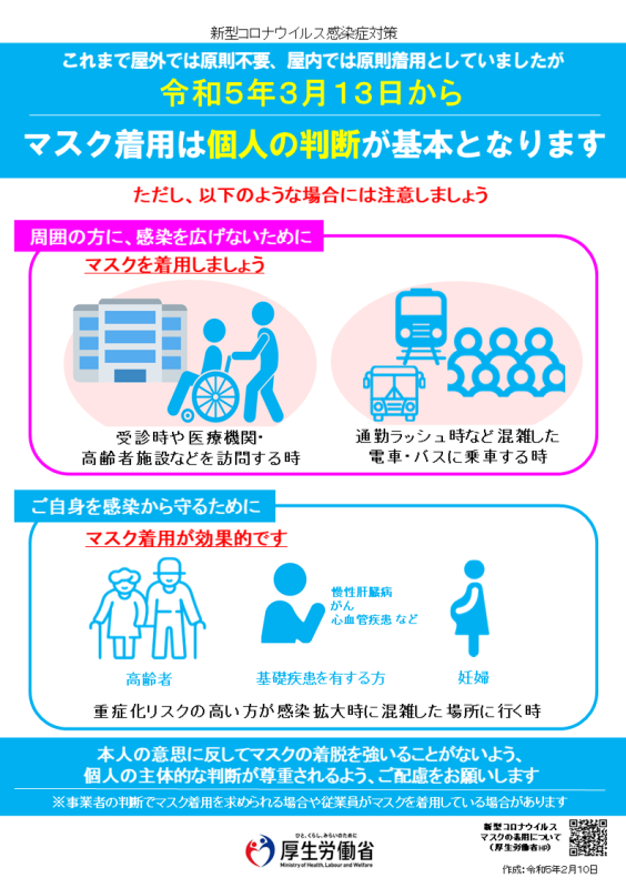 マスク着用について（厚労省）