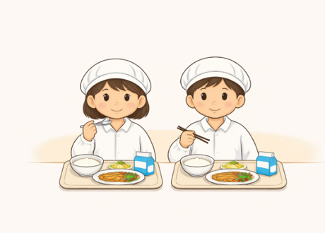 給食を食べている子ども