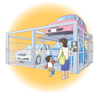 機械式立体駐車場のイラストの画像